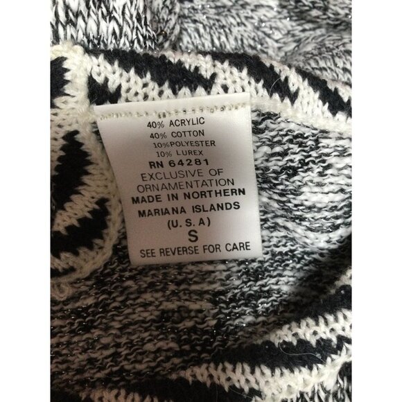 Vintage Mariea Kim Women Sweater Beaded Embellished Sleeveless Black White Small - Picture 7 of 7